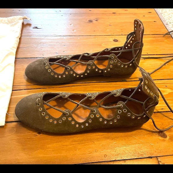 - Isabel Marant "Leo" Studded Lace-Up Ballet Flats, size 38 - Picture 3 of 11